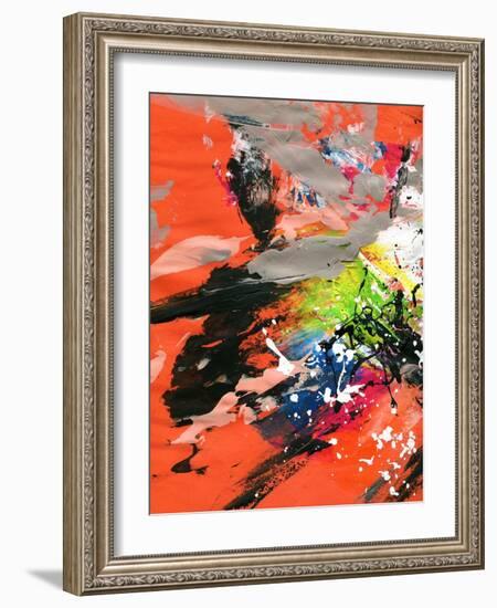 Red Abstract Painting With Expressive Brush Strokes-run4it-Framed Art Print