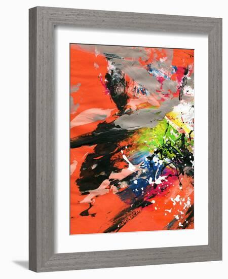 Red Abstract Painting With Expressive Brush Strokes-run4it-Framed Art Print