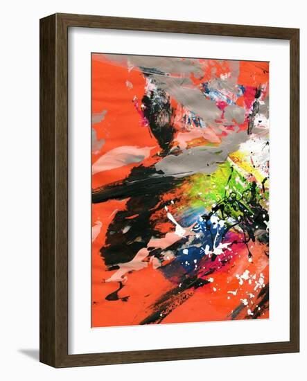 Red Abstract Painting With Expressive Brush Strokes-run4it-Framed Art Print