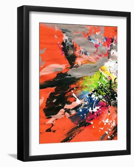 Red Abstract Painting With Expressive Brush Strokes-run4it-Framed Art Print