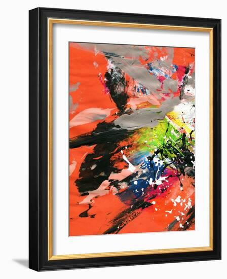 Red Abstract Painting With Expressive Brush Strokes-run4it-Framed Art Print