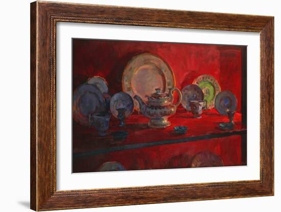 Red Alcove with Teapot (Oil on Canvas)-Susan Ryder-Framed Giclee Print