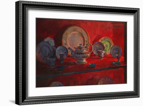 Red Alcove with Teapot (Oil on Canvas)-Susan Ryder-Framed Giclee Print