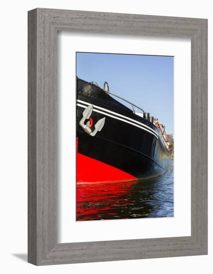 Red and black boat on River Thames-Charles Bowman-Framed Photographic Print