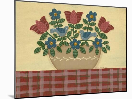 Red and Blue Flowers with Red Tablecloth-Debbie McMaster-Mounted Giclee Print