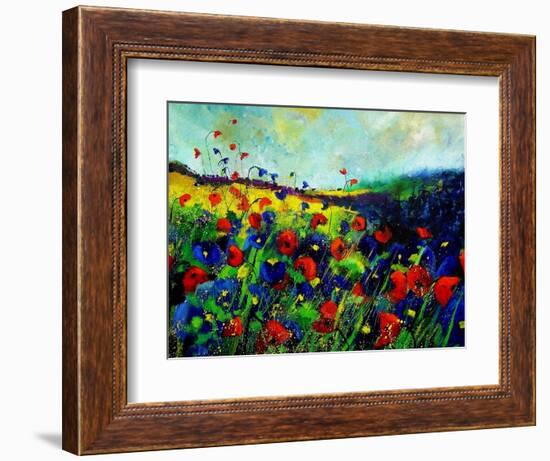 Red and blue poppies-Pol Ledent-Framed Art Print