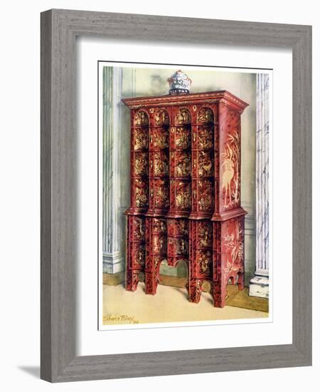 Red and Gilt Lacquer Double Chest of Drawers, 1910-Edwin Foley-Framed Giclee Print