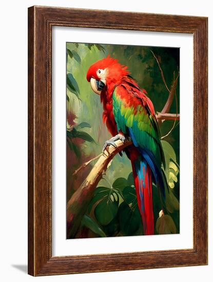 Red and Green Macaw-Vivienne Dupont-Framed Art Print