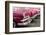 Red and pink vintage American car taxis on street in Havana, Cuba, West Indies, Central America-Ed Hasler-Framed Photographic Print