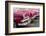 Red and pink vintage American car taxis on street in Havana, Cuba, West Indies, Central America-Ed Hasler-Framed Photographic Print