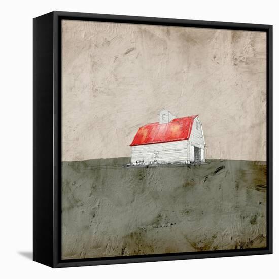 Red and White Barn-Ynon Mabat-Framed Stretched Canvas