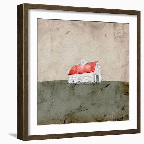 Red and White Barn-Ynon Mabat-Framed Art Print