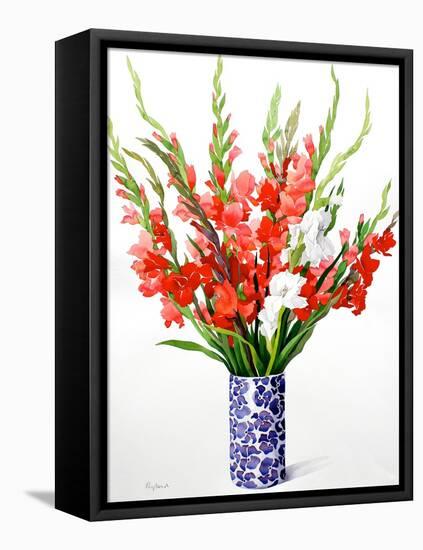 Red and White Gladioli-Christopher Ryland-Framed Premier Image Canvas
