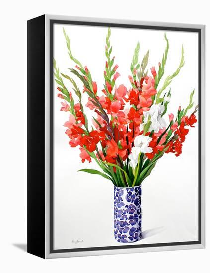 Red and White Gladioli-Christopher Ryland-Framed Premier Image Canvas