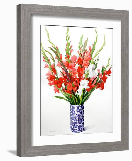 Red and White Gladioli-Christopher Ryland-Framed Giclee Print