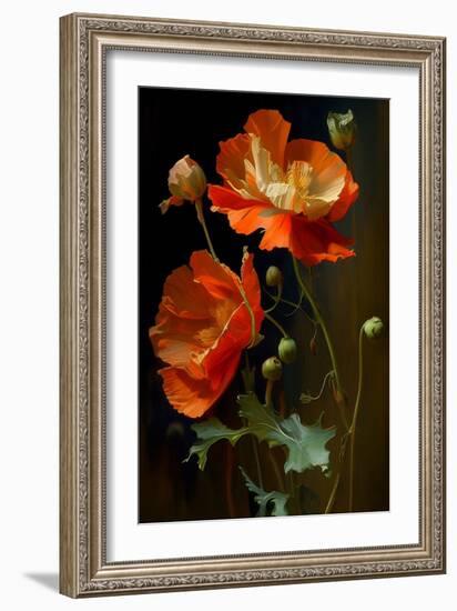 Red and White Poppy Flowers-Vivienne Dupont-Framed Premium Giclee Print