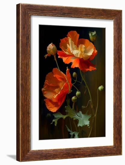 Red and White Poppy Flowers-Vivienne Dupont-Framed Premium Giclee Print