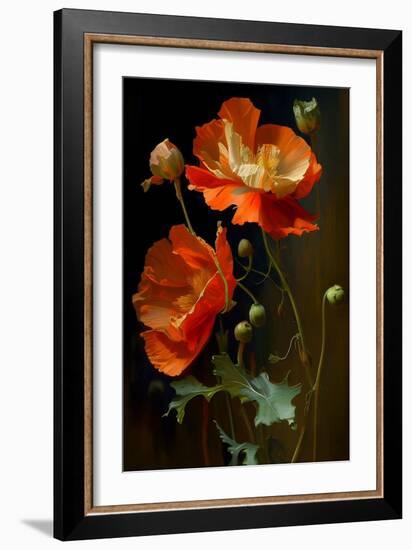 Red and White Poppy Flowers-Vivienne Dupont-Framed Premium Giclee Print