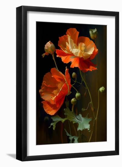 Red and White Poppy Flowers-Vivienne Dupont-Framed Premium Giclee Print