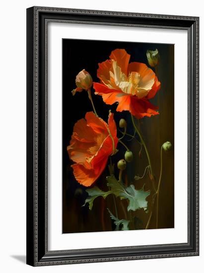 Red and White Poppy Flowers-Vivienne Dupont-Framed Premium Giclee Print