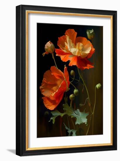 Red and White Poppy Flowers-Vivienne Dupont-Framed Premium Giclee Print