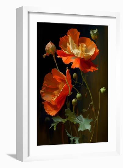 Red and White Poppy Flowers-Vivienne Dupont-Framed Art Print