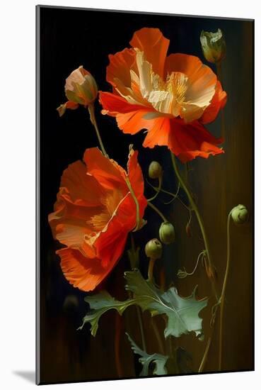 Red and White Poppy Flowers-Vivienne Dupont-Mounted Art Print
