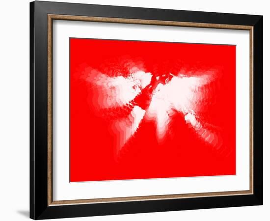 Red and White Radiant World Map-NaxArt-Framed Art Print