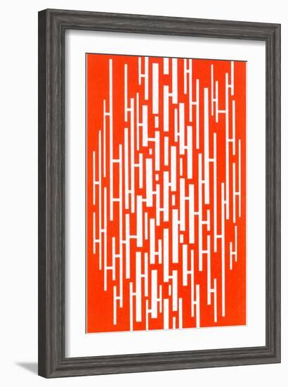 Red and White Random Vertical Stripes-null-Framed Art Print