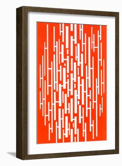 Red and White Random Vertical Stripes-null-Framed Art Print