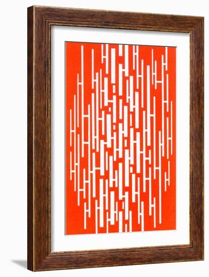 Red and White Random Vertical Stripes-null-Framed Art Print