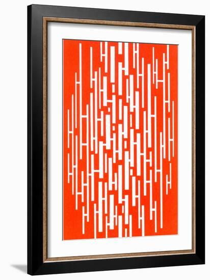 Red and White Random Vertical Stripes-null-Framed Art Print