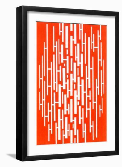 Red and White Random Vertical Stripes-null-Framed Art Print