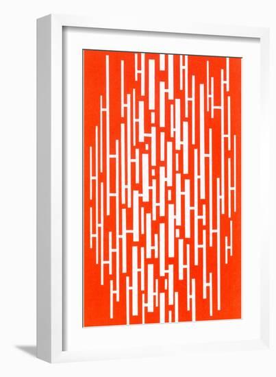 Red and White Random Vertical Stripes-null-Framed Art Print