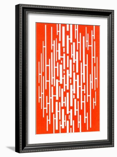 Red and White Random Vertical Stripes-null-Framed Art Print