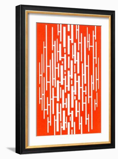 Red and White Random Vertical Stripes-null-Framed Art Print