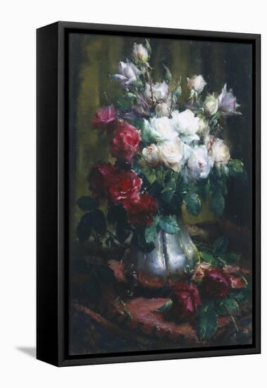 Red and White Roses-Frans Mortelmans-Framed Premier Image Canvas