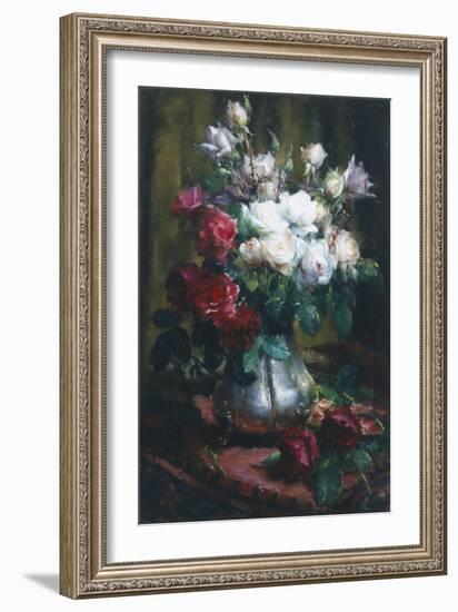 Red and White Roses-Frans Mortelmans-Framed Giclee Print