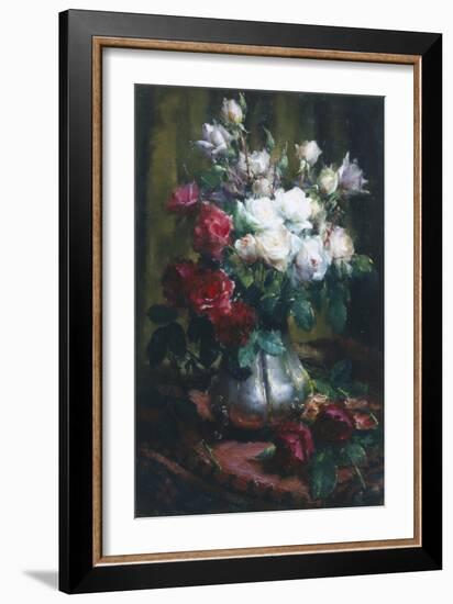 Red and White Roses-Frans Mortelmans-Framed Giclee Print