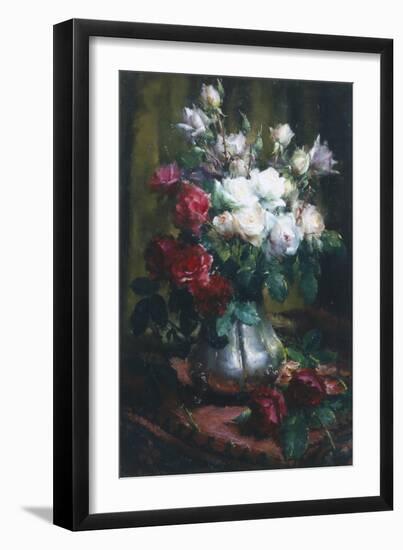 Red and White Roses-Frans Mortelmans-Framed Giclee Print