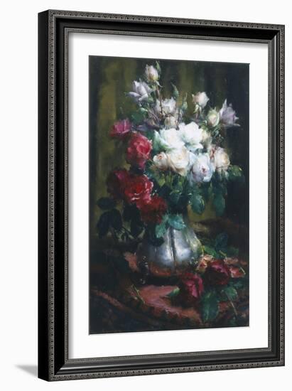 Red and White Roses-Frans Mortelmans-Framed Giclee Print