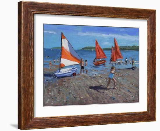 Red and White Sails, Abersoch-Andrew Macara-Framed Giclee Print