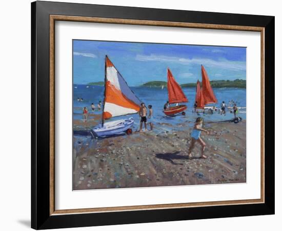 Red and White Sails, Abersoch-Andrew Macara-Framed Giclee Print