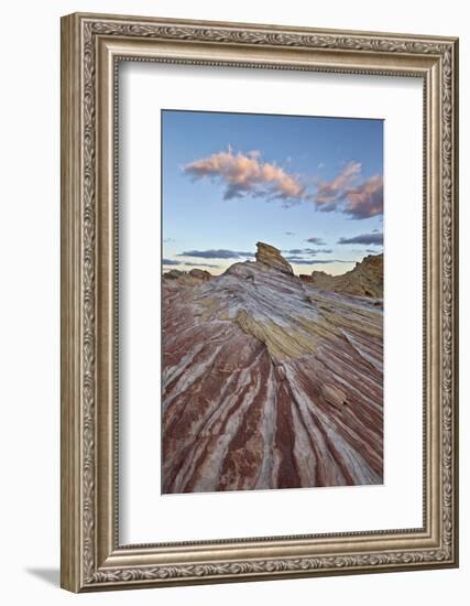 Red and White Sandstone Stripes at Sunrise-James-Framed Photographic Print