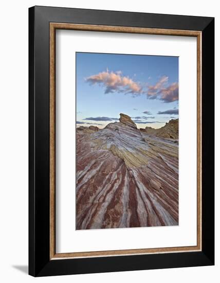 Red and White Sandstone Stripes at Sunrise-James-Framed Photographic Print