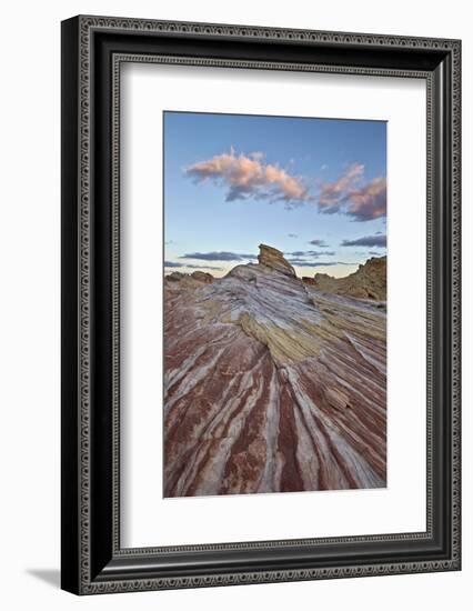 Red and White Sandstone Stripes at Sunrise-James-Framed Photographic Print