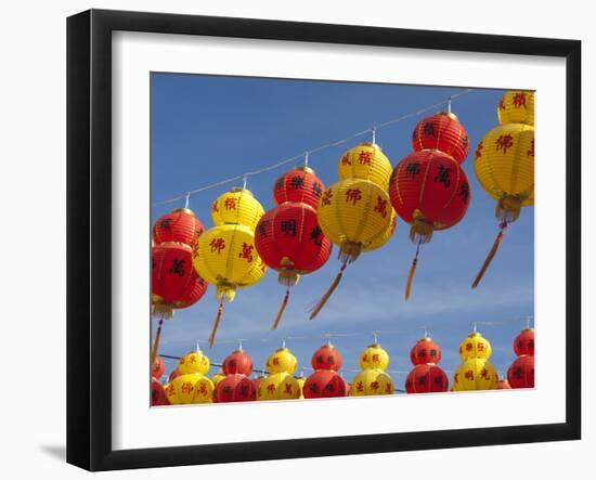 Red and Yellow Chinese Lanterns Hung for New Years, Kek Lok Si Temple, Island of Penang, Malaysia-Cindy Miller Hopkins-Framed Photographic Print