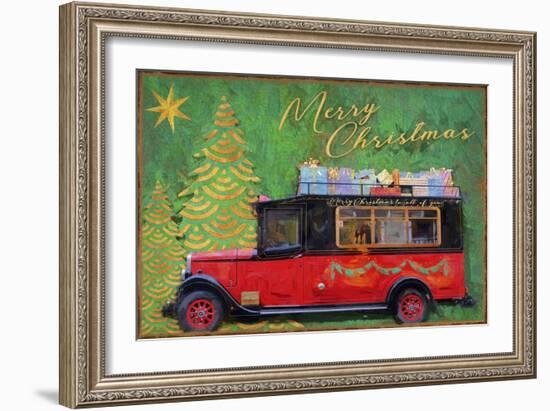 Red Antique Christmas Car-Cora Niele-Framed Giclee Print