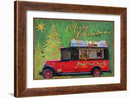 Red Antique Christmas Car-Cora Niele-Framed Giclee Print