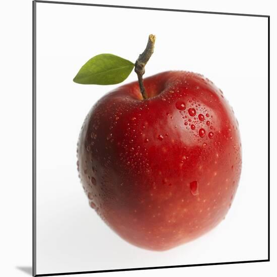 Red Apple (Jonagold) with Leaf and Drops of Water-Kai Schwabe-Mounted Photographic Print